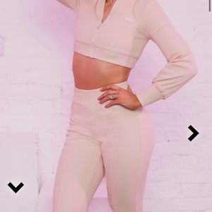BO&TEE activewear Sculpt Flare Trousers and Jacket Set Cream